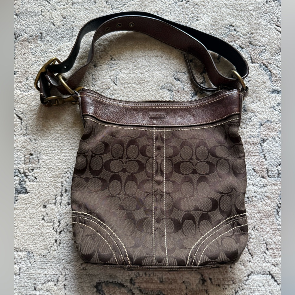 Coach Dark Brown Monogram Hobo Bag